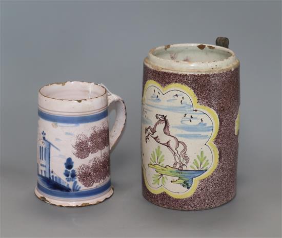 Two 18th century German faience steins tallest 18cm